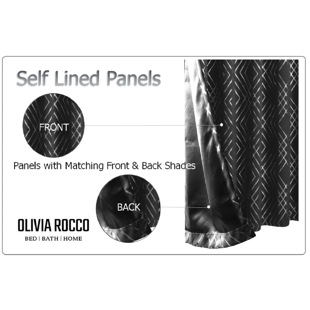OLIVIA ROCCO Geometric Sparkle Blackout Curtains Black Thermal Insulated Eyelet Ring Top