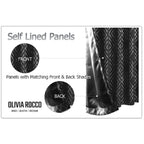 OLIVIA ROCCO Geometric Sparkle Blackout Curtains Black Thermal Insulated Eyelet Ring Top