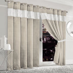 OLIVIA ROCCO Diamante Natural Blackout Eyelet Curtains With Tie Backs Thermal Ring Top