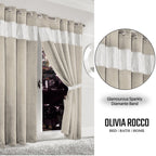OLIVIA ROCCO Diamante Natural Blackout Eyelet Curtains With Tie Backs Thermal Ring Top