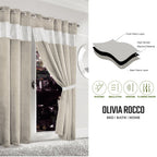 OLIVIA ROCCO Diamante Natural Blackout Eyelet Curtains With Tie Backs Thermal Ring Top