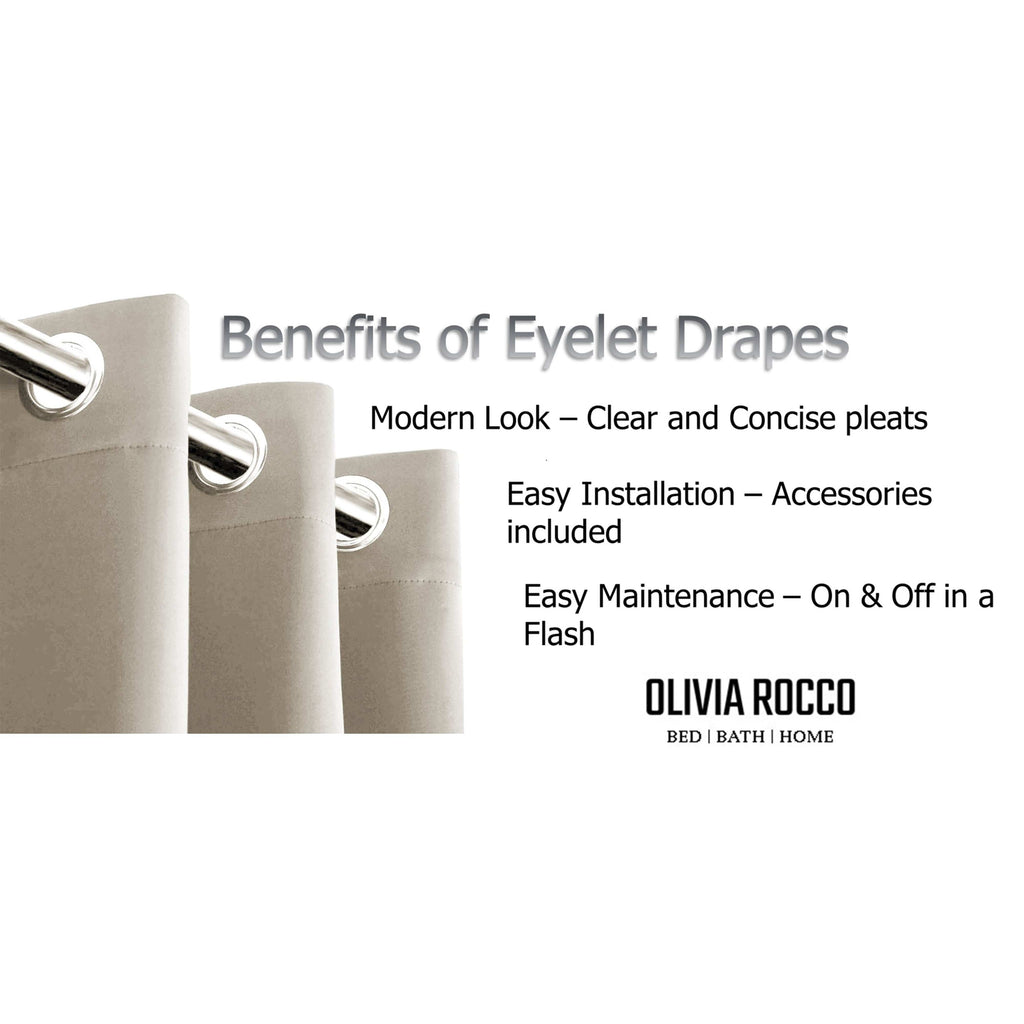 OLIVIA ROCCO Diamante Natural Blackout Eyelet Curtains With Tie Backs Thermal Ring Top