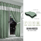 OLIVIA ROCCO Diamante Sage Green Blackout Eyelet Curtains With Tie Backs Thermal Ring Top