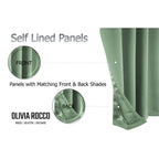 OLIVIA ROCCO Diamante Sage Green Blackout Eyelet Curtains With Tie Backs Thermal Ring Top