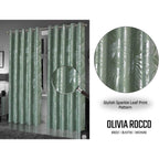 OLIVIA ROCCO Leaf Sage Green Sparkle Blackout Curtains With Thermal Insulation Eyelet