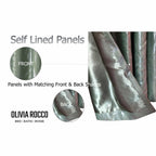 OLIVIA ROCCO Leaf Sage Green Sparkle Blackout Curtains With Thermal Insulation Eyelet