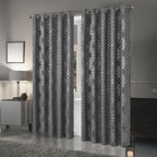 OLIVIA ROCCO Geometric Sparkle Blackout Curtains Silver Eyelet Ring Top Soft Thermal