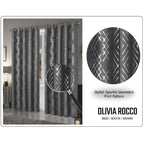 OLIVIA ROCCO Geometric Sparkle Blackout Curtains Silver Eyelet Ring Top Soft Thermal