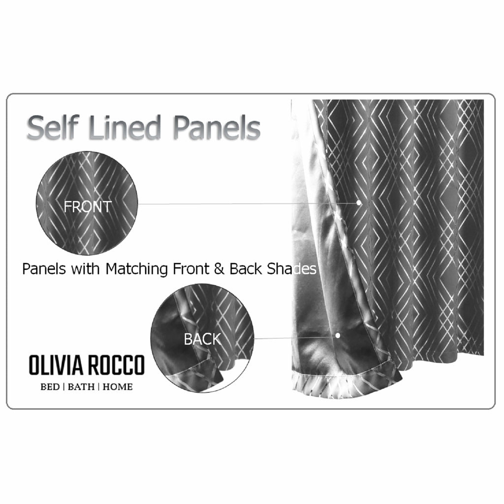 OLIVIA ROCCO Geometric Sparkle Blackout Curtains Silver Eyelet Ring Top Soft Thermal