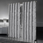OLIVIA ROCCO Leaf Silver Sparkle Blackout Curtains Super Soft Thermal Insulated Eyelet