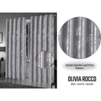 OLIVIA ROCCO Leaf Silver Sparkle Blackout Curtains Super Soft Thermal Insulated Eyelet