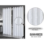 OLIVIA ROCCO Geometric White Sparkle Blackout Curtains Soft Thermal Insulated Drapes