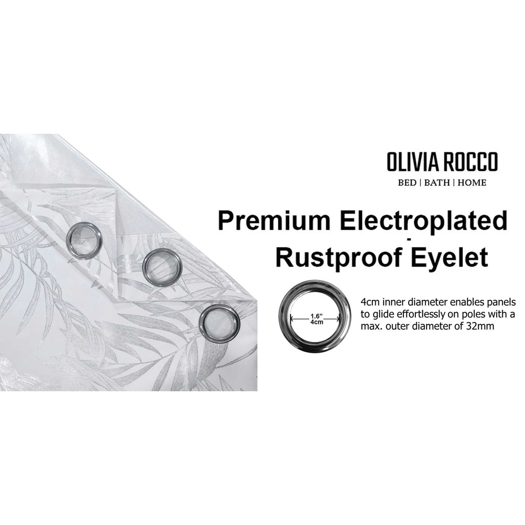 OLIVIA ROCCO Leaf White Sparkle Blackout Curtains Super Soft Fabric Thermal Insulated