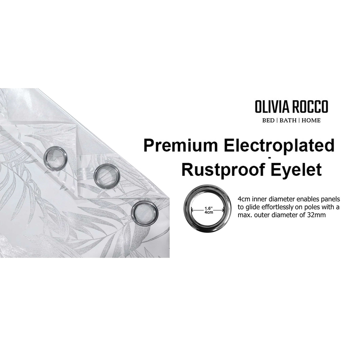 OLIVIA ROCCO Leaf White Sparkle Blackout Curtains Super Soft Fabric Thermal Insulated