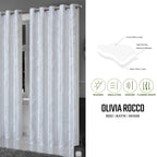 OLIVIA ROCCO Leaf White Sparkle Blackout Curtains Super Soft Fabric Thermal Insulated