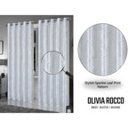 OLIVIA ROCCO Leaf White Sparkle Blackout Curtains Super Soft Fabric Thermal Insulated