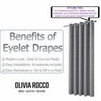 OLIVIA ROCCO Paris Eyelet Jacquard Curtains Grey Geometric Pattern Thermal Insulated