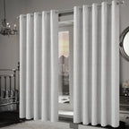 OLIVIA ROCCO Paris Eyelet Jacquard Curtains Natural Geometric Pattern Thermal Insulated