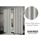 OLIVIA ROCCO Paris Eyelet Jacquard Curtains Natural Geometric Pattern Thermal Insulated