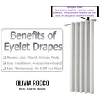 OLIVIA ROCCO Paris Eyelet Jacquard Curtains Natural Geometric Pattern Thermal Insulated