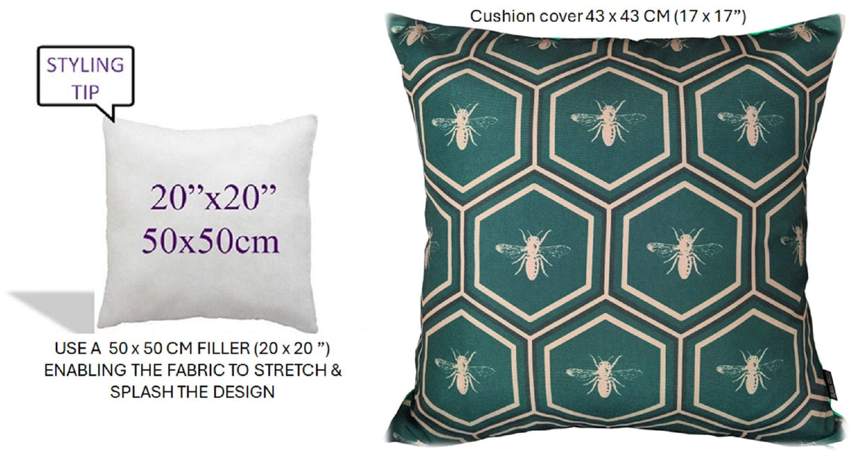 OLIVIA ROCCO Emerald Bees Waterproof Cushion Covers 43 x 43 cm Reversible Breathable