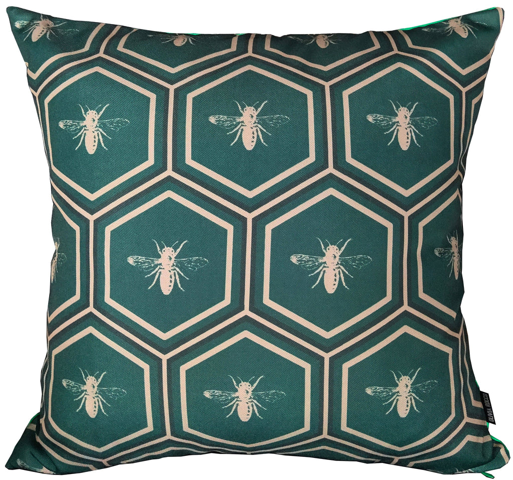 OLIVIA ROCCO Emerald Bees Waterproof Cushion Covers 43 x 43 cm Reversible Breathable