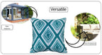 OLIVIA ROCCO Meze Teal Waterproof Cushion Covers 43 x 43 cm Reversible Breathable Indoor