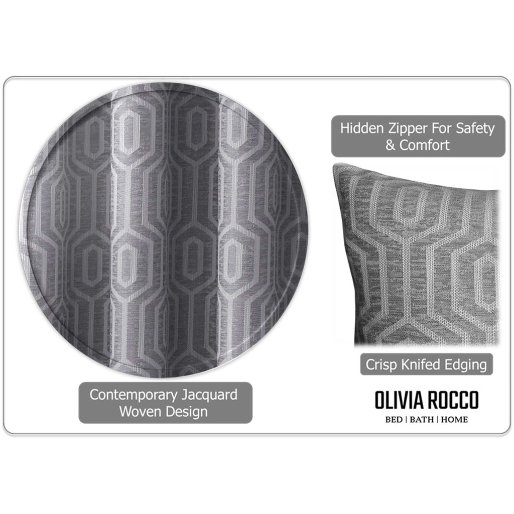 OLIVIA ROCCO Paris Cushion Covers 2 Pack Modern Grey Square Decorative Cushions Super Soft Bedroom Refresh Accent