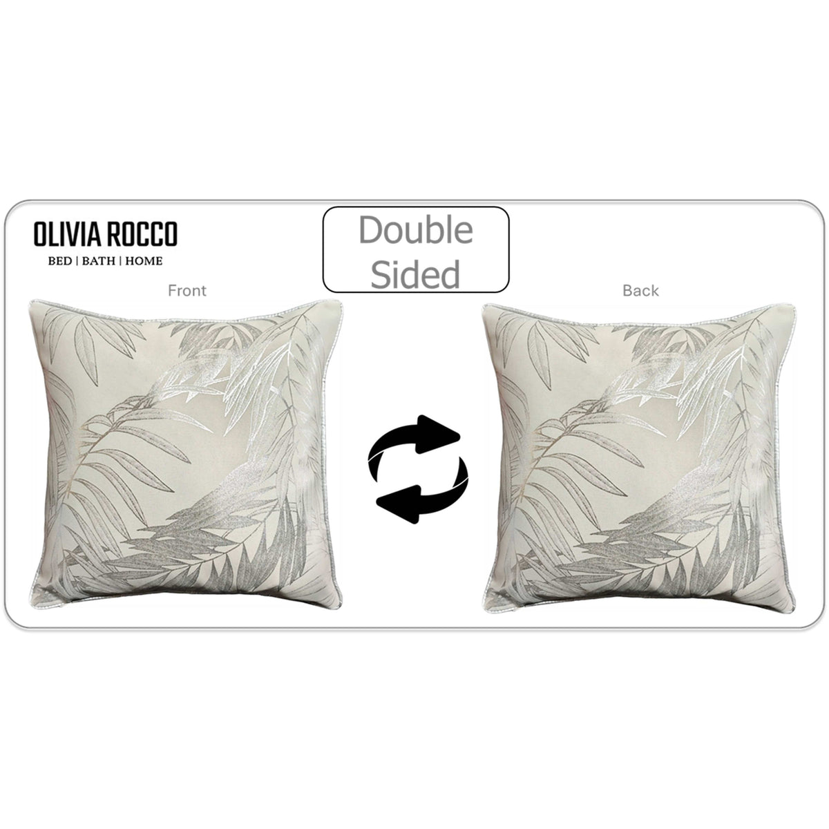 OLIVIA ROCCO Leaf Sparkle Cushion Covers 2 Pack Leaf Natural Modern Decorative Throw