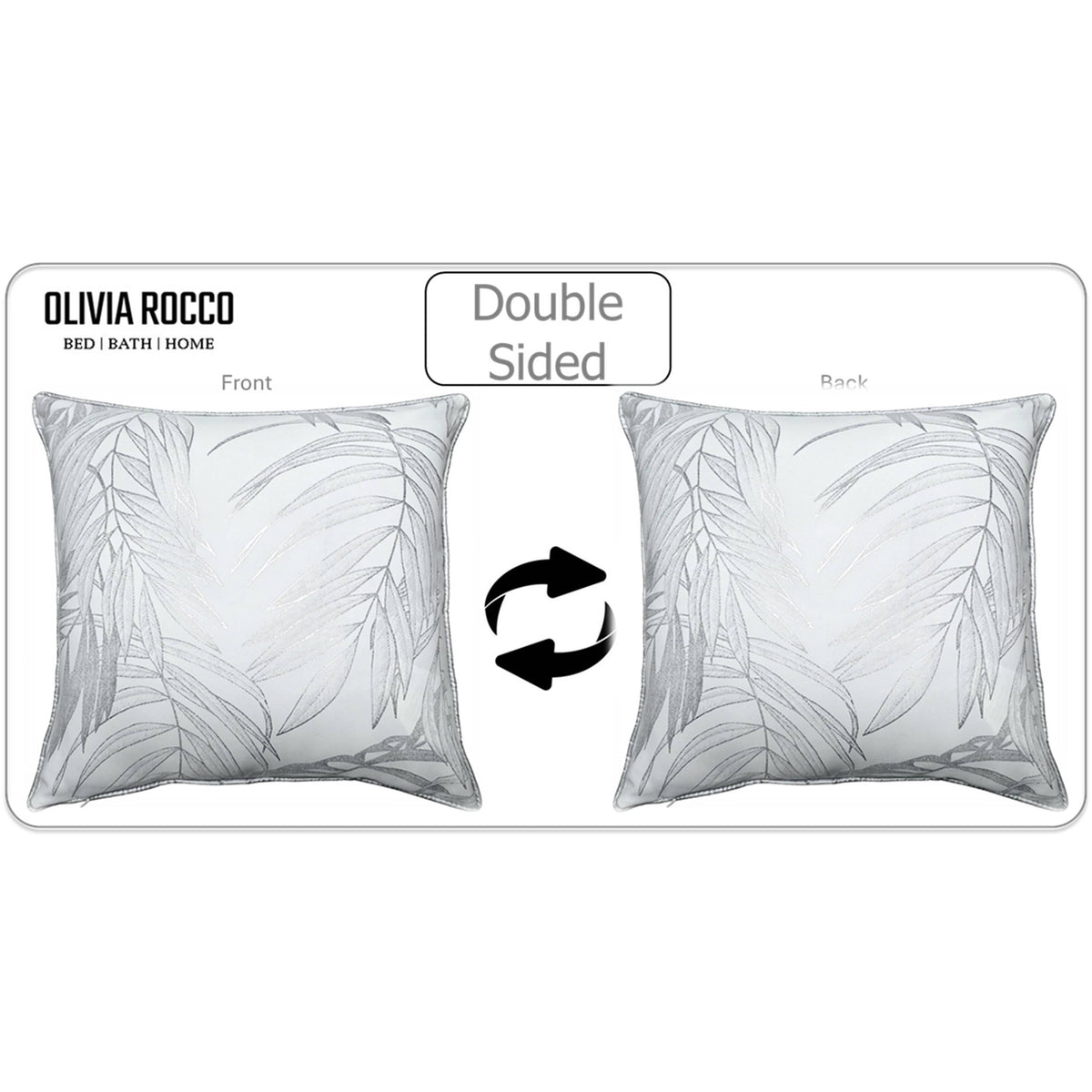 OLIVIA ROCCO Leaf Sparkle Set Of 2 Cushion Covers Leaf White Modern Decorative Throw