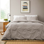 OLIVIA ROCCO Textured Pintuck Ruffles Pleated Microfibre Duvet Cover Set With Pillowcases