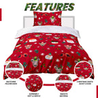 OLIVIA ROCCO Santa Duvet Cover Set With Pillowcases Reversible Xmas Snow-White Design