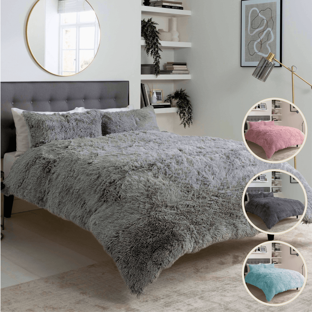 OLIVIA ROCCO Snuggle And Cuddle Faux Fur Duvet Set Extra-Soft Long Pile Winter Warmth