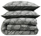 OLIVIA ROCCO Leaf Jacquard Reversible Duvet Cover Sets Grey And Pink Cotton Blend Eco