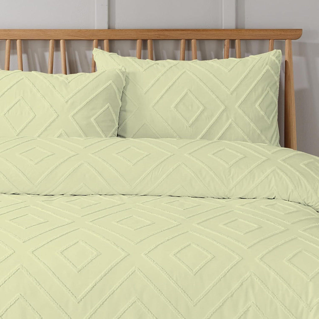 OLIVIA ROCCO Como Tufted Duvet Cover Set With Pillowcases Grey Natural White Easy Care