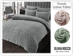 OLIVIA ROCCO Leaf Print Teddy Duvet Set With Reversible Sherpa Fleece Ultra Soft Winter