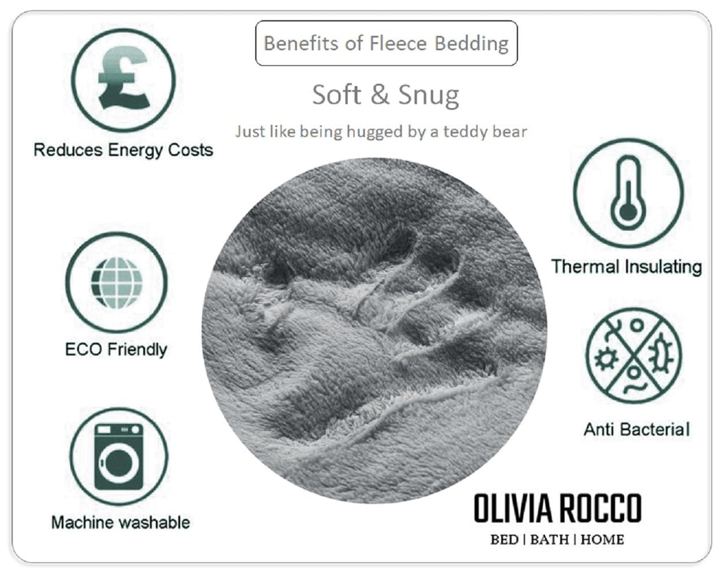 OLIVIA ROCCO Leaf Print Teddy Duvet Set With Reversible Sherpa Fleece Ultra Soft Winter