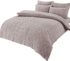 OLIVIA ROCCO Leaf Print Teddy Duvet Set With Reversible Sherpa Fleece Ultra Soft Winter