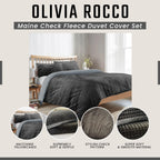 OLIVIA ROCCO Maine Check Fleece Duvet Cover Set Reversible With Pillowcases Super Soft