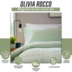 OLIVIA ROCCO Belgravia Sage Green Microfibre Duvet Cover Set With Pillowcases Easy Care