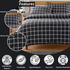 OLIVIA ROCCO Grey Check Reversible Duvet Cover Set Breathable Microfibre Easy Care