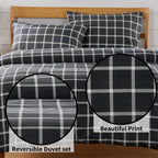 OLIVIA ROCCO Grey Check Reversible Duvet Cover Set Breathable Microfibre Easy Care