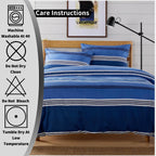 OLIVIA ROCCO Harlow Stripes Blue Duvet Cover Set With Pillowcases Breathable Microfibre for Easy-Care Everyday Luxury