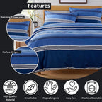 OLIVIA ROCCO Harlow Stripes Blue Duvet Cover Set With Pillowcases Breathable Microfibre for Easy-Care Everyday Luxury