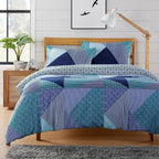 OLIVIA ROCCO Jasper Teal Printed Duvet Cover Set Easy Care With Button Closure for a Hotel-Style Bedroom Refresh