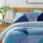 OLIVIA ROCCO Jasper Teal Printed Duvet Cover Set Easy Care With Button Closure for a Hotel-Style Bedroom Refresh