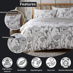 OLIVIA ROCCO Meadow Grey Reversible Duvet Cover Set With Pillowcases Breathable Microfibre for Everyday Luxury Hotel-Style