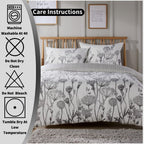 OLIVIA ROCCO Meadow Grey Reversible Duvet Cover Set With Pillowcases Breathable Microfibre for Everyday Luxury Hotel-Style