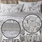OLIVIA ROCCO Meadow Grey Reversible Duvet Cover Set With Pillowcases Breathable Microfibre for Everyday Luxury Hotel-Style