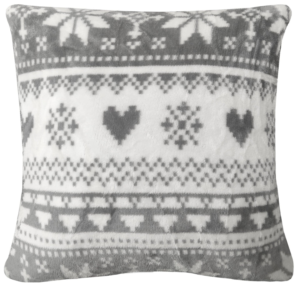 OLIVIA ROCCO Nordic Fair Isle Reversible Teddy Fleece Duvet Set With Pillowcases